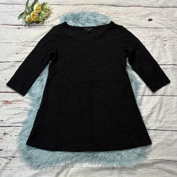 Eileen Fisher Tops - Eileen Fisher Gray Merino Wool Tunic 3/4 Top Petite